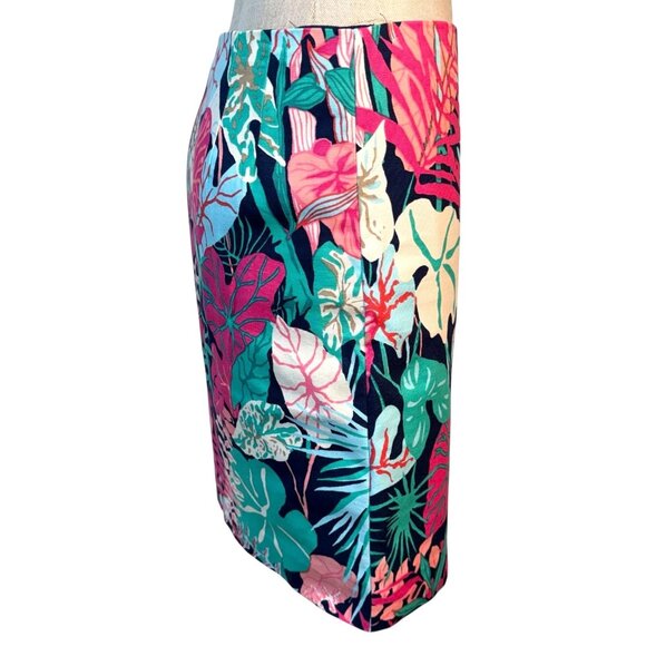 Talbots Womens Skirt Tropical Jungle Botanical Size 6P Stretch Cotton Canvas - Picture 4 of 8